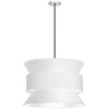 Luminaire suspendu Questa de Dainolite avec abat-jour blancs, fini chromé poli et 4 ampoules