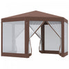 Tente De Reception Hexagonale Outsunny 13 Pi X 13 Pi Avec Filets, Brun