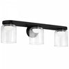 Lumière de coiffeuse Nadine de Dainolite en verre transparent, avec fini noir mat et ampoule à DEL de 30 W