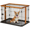Pawhut Cage En Acier Pour Chien, Niche Legere Pour Chiot, Avec Porte Avant, Loquet Securise, Plateau Anti-fuite, Pour Chien De Petite Et Moyenne Taille, 35\" X 22.5\" X 23.5\"