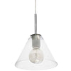 Grand luminaire suspendu Roswell de Dainolite en verre transparent, avec fini chromé satiné et 1 ampoule