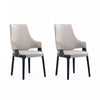 Chaise de salle a manger moderne en bois Kara avec revetement en tissu gris clair - Lot de 2