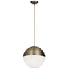 Luminaire suspendu Dayanade Dainolite en verre blanc, avec fini laiton antique et 3 ampoules
