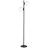 Lampe à pied Folgar de Dainolite en verre blanc opale, avec fini noir mat et 2 ampoules