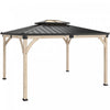 Outsunny Gazebo 3,66 m x 4,27 m en bois avec toit rigide double, pavillon exterieur