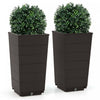 Costway 23\" Planter Haut Ensemble De 2 Pour Utilisation Interieure / Exterieure Grande Plante Auto-arrosante Pot Marron