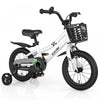 Velo Costway 14\" Pour Enfants Avec Roues D'entrainement Amovibles Et Panier Pour 3-5 Ans Blanc
