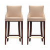 Tabouret de bar moderne en bois avec revetement en tissu couleur beige Shubert - Lot de 2