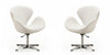 Fauteuil lounge pivotant moderne Raspberry en tissu blanc - Lot de 2