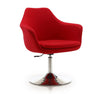 Chaise d’appoint pivotante Kinsey de Manhattan Comfort à hauteur réglable en chrome poli et en mélange de laine - rouge