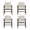 Fauteuil moderne Stella en velours avec accoudoirs en bois, creme - Lot de 4