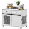 Meuble Cage pour Chien 39\" avec Tiroirs de Rangement, Roulettes