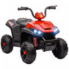 Qaba Voiture Electrique 12 V Pour Enfants, Quad Pour Enfants Alimente Par Batterie Avec Suspension A Ressorts A Quatre Roues, Avant Et Arriere, Lumiere Led, Mp3, Musique, Rouge