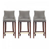 Tabouret de bar moderne en bois Shubert avec revetement en taupe fonce - Lot de 3