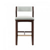 Tabouret de bar moderne Patricia en bois avec revetement en tissu blanc Glacier