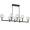 Lustre horizontal Nora de Dainolite en verre transparent, avec fini noir mat et 8 ampoules