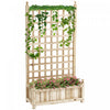 Outsunny Lit de jardin sureleve jardiniere en bois en treillis bois naturel