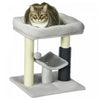 Arbre A Chat Pawhut De 48 Cm, Petite Tour A Chat Avec Griffoir En Sisal, Centre D'activites Pour Chatons Avec Lit, Auto-toilettage, Perchoir, Balle Suspendue, Gris