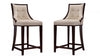 Tabouret de comptoir traditionnel en bois avec assise rembourree creme Fifth Avenue - Lot de 2