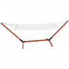 Outsunny 130\" X 50\" Hamac Avec Support Lit De Camping Chaise Longue Autoportante Avec Cadre En Bois Tissu De Coton Pour L'exterieur Et L'interieur Blanc Teck