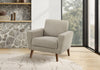 Chaise D'Appoint Rembourre, 34\"L, Tissu Marron Clair, Pieds En Bois De Noyer, Mid-Century