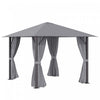 Outsunny 10' X 10' Tonnelle Pavillon Jardin Patio Terrasse Gazebo Exterieur Avec Parois Laterales Cheminee D'aeration Cadre Aluminium Acier Polyester Gris