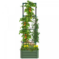 Outsunny Lit De Jardin Sureleve Galvanise Avec 4-tier Treillis Tomate