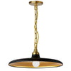 Luminaire suspendu Quentin de Dainolite avec abat-jour noir mat et doré, fini laiton vieilli et 1 ampoule