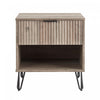 Table de nuit moderne Dumbo 20\" a rainures en gris rustique (1 tiroir)