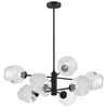 Lustre Abii de Dainolite en verre transparent, avec fini noir mat et 8 ampoules