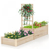 Costway 87\" Lit De Jardin Eleve Avec Trellis 2 Boites De Plantation Base Ouverte Pour Patio