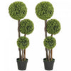 HOMCOM Lot de 2 arbres artificiels buis triple boule 4pi, vert