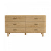 Meuble TV moderne Arvon 71\" avec pieds en metal, noir et naturel