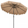 Costway Parasol de patio de 9 pieds a 2 niveaux, parasol de table de marche avec toile protectrice solaire marron