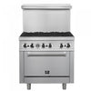 Cuisiniere a gaz Commerciale en acier inoxydable de 36 po, 6 bruleurs, 180 000 BTU – FCMGR0093-36