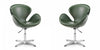 Fauteuil lounge pivotant moderne Raspberry en tissu vert foret - Lot de 2