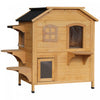 Pawhut Condos Pour Chat En Bois Massif Pour Animal Domestique Etanche A L'eau Villa D'exterieur A 2 Etages, Bois Naturel