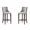 Tabouret de bar traditionnel en bois avec assise rembourree Fifth Avenue, gris clair – Lot de 2