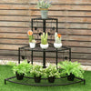 Costway 3 Niveaux Floral Coin Plante Stand Metal Pot De Fleurs Etagere Escalier Affichage Echelle