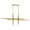 Luminaire suspendu horizontal Kanata de Dainolite avec fini laiton vieilli et 16 ampoules