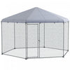 Pawhut 13.1' X 11.4' Poulet Cooperative, Grand Poulet Avec Couvercle Pour Jardin Exterieur, Cage De Volaille En Metal Pour 10 A 15 Poulets, Lapins, Canards, Argent