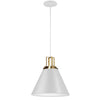 Luminaire suspendu Sonus de Dainolite avec fini blanc mat, touches laiton vieilli et 1 ampoule