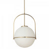 Grand luminaire suspendu Paola de Dainolite en verre blanc opale, avec fini laiton vieilli et 1 ampoule