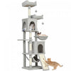 Arbre a chat PawHut de 99 cm pour interieur, tour a chat avec griffoirs, niche, perchoir, plateformes, centre d'activites pour chatons a plusieurs niveaux, blanc