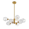 Lustre Abii de Dainolite en verre transparent, avec fini bronze rétro et 8 ampoules