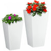 Outsunny Lot de 2 pots de fleurs d'exterieur avec trous de drainage, Blanc