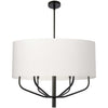 Luminaire suspendu Eleanor de Dainolite avec abat-jour blanc, fini noir mat et 6 ampoules