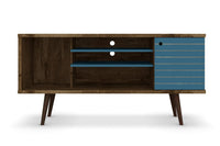 Meuble pour téléviseur Liberty de Manhattan Comfort de 53,14 po de style moderne du milieu du 20e siècle avec 5 tablettes et 1 porte - brun rustique