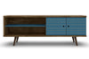 Meuble pour téléviseur Liberty de Manhattan Comfort de 62,99 po de style moderne du milieu du 20e siècle avec 3 tablettes et 2 portes - brun rustique