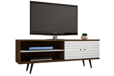 Manhattan Comfort Liberty 62.99" Mid-Century Modern TV Stand with 3 Shelves & 2 Doors - Rustic Brown|Meuble pour téléviseur Liberty de Manhattan Comfort de 62,99 po de style moderne du milieu du 20e si